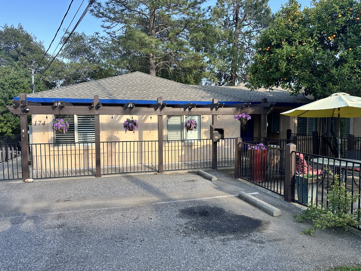 The entrance at 174 Almond St, under the pergola